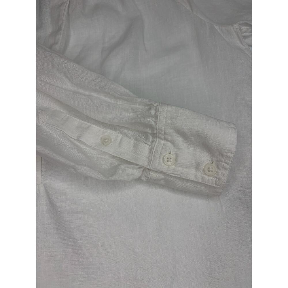 J. Crew Women's Cabana 100% Linen Top Sz S Split Neck Long Sleeve C1542 - Picture 4 of 9